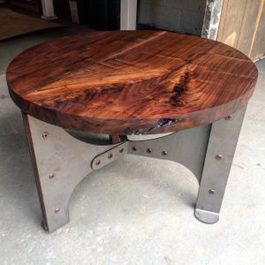 Walnut and steel table