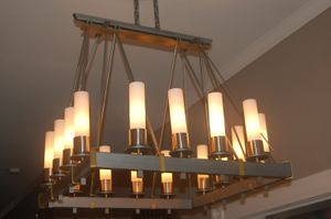 Custom steel and brass chandelier